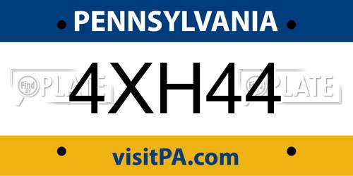4XH44 Pennsylvania License Plate