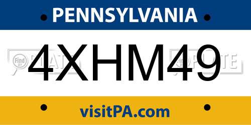 4XHM49 Pennsylvania License Plate