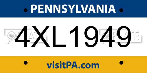 4XL1949 Pennsylvania License Plate