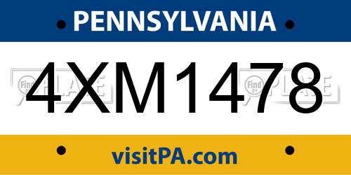 4XM1478 Pennsylvania License Plate