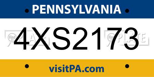 4XS2173 Pennsylvania License Plate