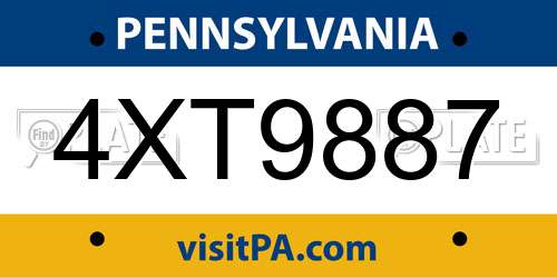 4XT9887 Pennsylvania License Plate