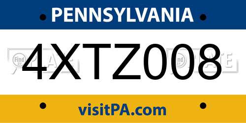 4XTZ008 Pennsylvania License Plate