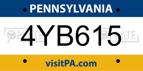 4YB615 Pennsylvania License Plate