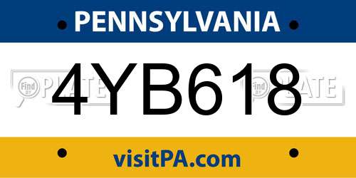 4YB618 Pennsylvania License Plate