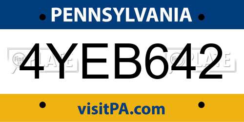 4YEB642 Pennsylvania License Plate