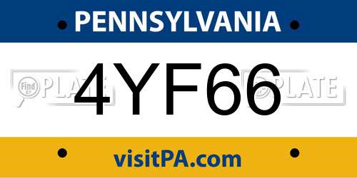 4YF66 Pennsylvania License Plate