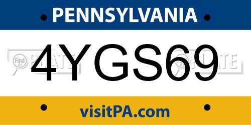 4YGS69 Pennsylvania License Plate
