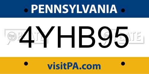 4YHB95 Pennsylvania License Plate