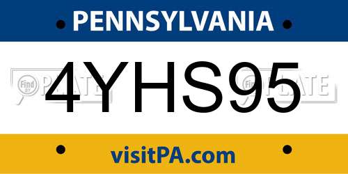 4YHS95 Pennsylvania License Plate