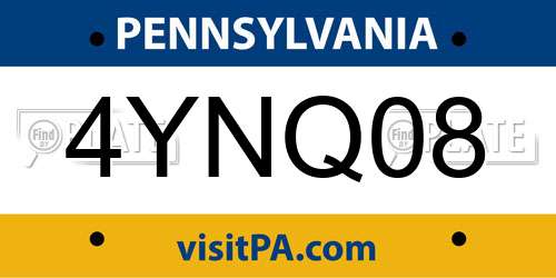 4YNQ08 Pennsylvania License Plate