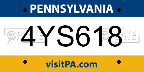 4YS618 Pennsylvania License Plate