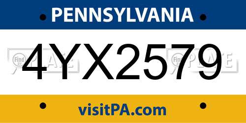 4YX2579 Pennsylvania License Plate