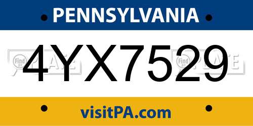 4YX7529 Pennsylvania License Plate
