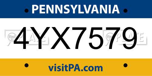 4YX7579 Pennsylvania License Plate