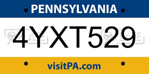 4YXT529 Pennsylvania License Plate
