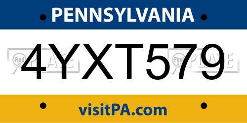 4YXT579 Pennsylvania License Plate