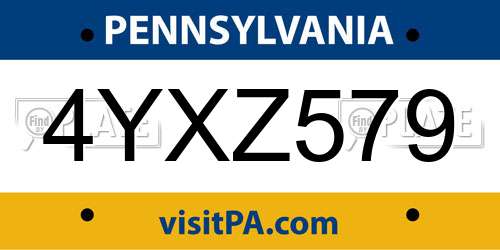 4YXZ579 Pennsylvania License Plate
