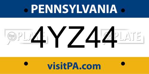 4YZ44 Pennsylvania License Plate