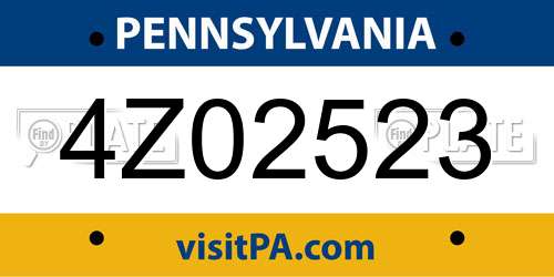 4Z02523 Pennsylvania License Plate