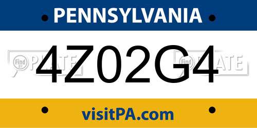4Z02G4 Pennsylvania License Plate