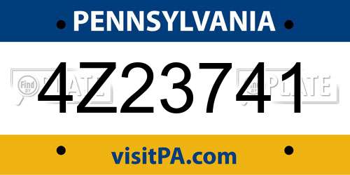 4Z23741 Pennsylvania License Plate