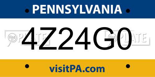 4Z24G0 Pennsylvania License Plate