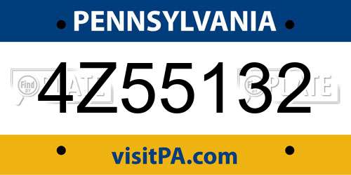 4Z55132 Pennsylvania License Plate