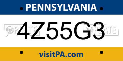 4Z55G3 Pennsylvania License Plate