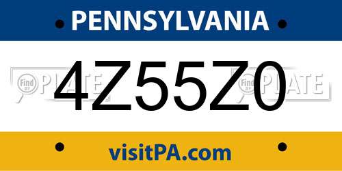 4Z55Z0 Pennsylvania License Plate