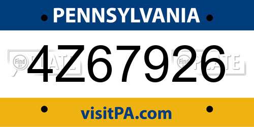 4Z67926 Pennsylvania License Plate