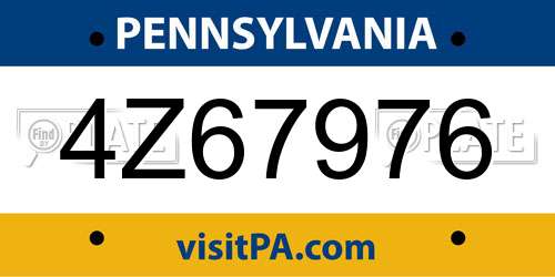 4Z67976 Pennsylvania License Plate