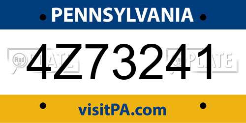 4Z73241 Pennsylvania License Plate