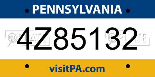 4Z85132 Pennsylvania License Plate