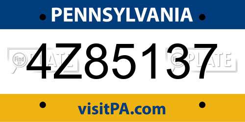 4Z85137 Pennsylvania License Plate