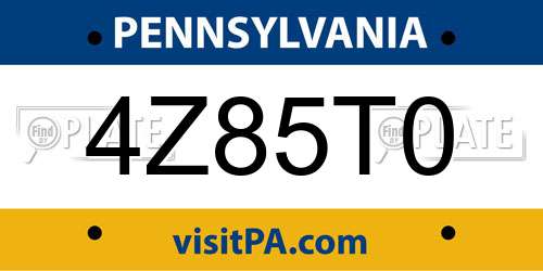 4Z85T0 Pennsylvania License Plate
