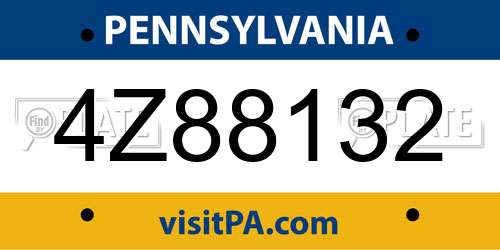 4Z88132 Pennsylvania License Plate