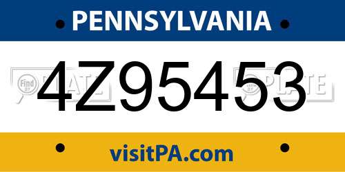 4Z95453 Pennsylvania License Plate
