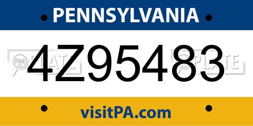 4Z95483 Pennsylvania License Plate