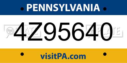 4Z95640 Pennsylvania License Plate