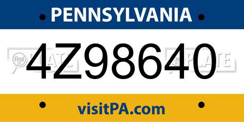 4Z98640 Pennsylvania License Plate