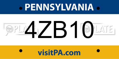 4ZB10 Pennsylvania License Plate