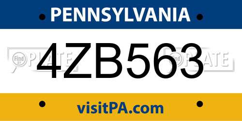 4ZB563 Pennsylvania License Plate