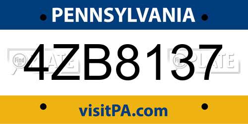 4ZB8137 Pennsylvania License Plate