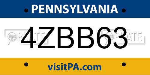 4ZBB63 Pennsylvania License Plate