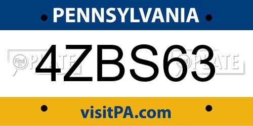 4ZBS63 Pennsylvania License Plate