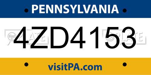4ZD4153 Pennsylvania License Plate