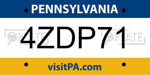 4ZDP71 Pennsylvania License Plate