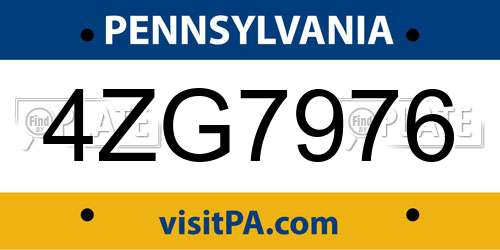 4ZG7976 Pennsylvania License Plate