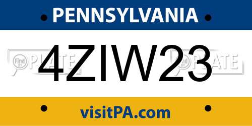 4ZIW23 Pennsylvania License Plate